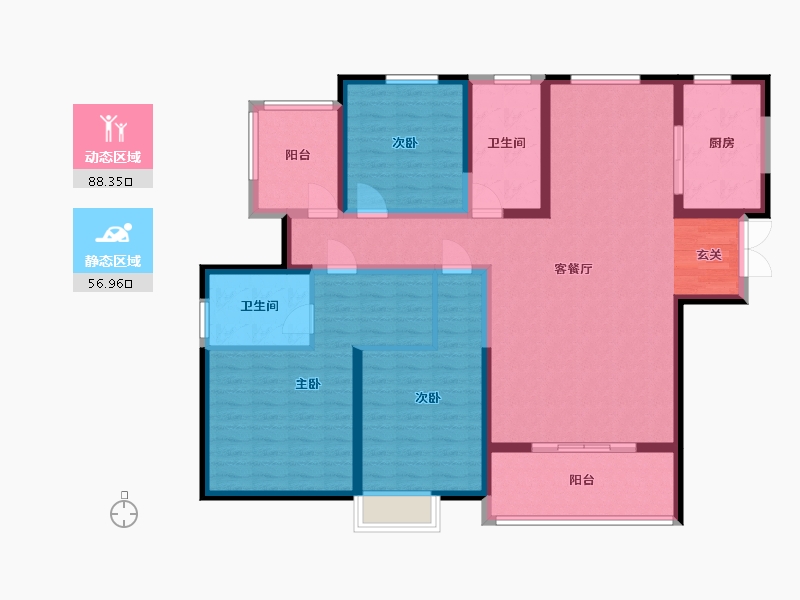 陕西省-西安市-陆港·滨海湾-130.42-户型库-动静分区