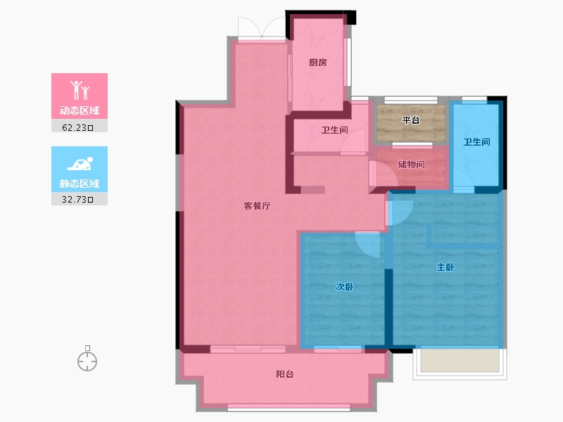 江苏省-连云港市-吾悦和府-86.48-户型库-动静分区