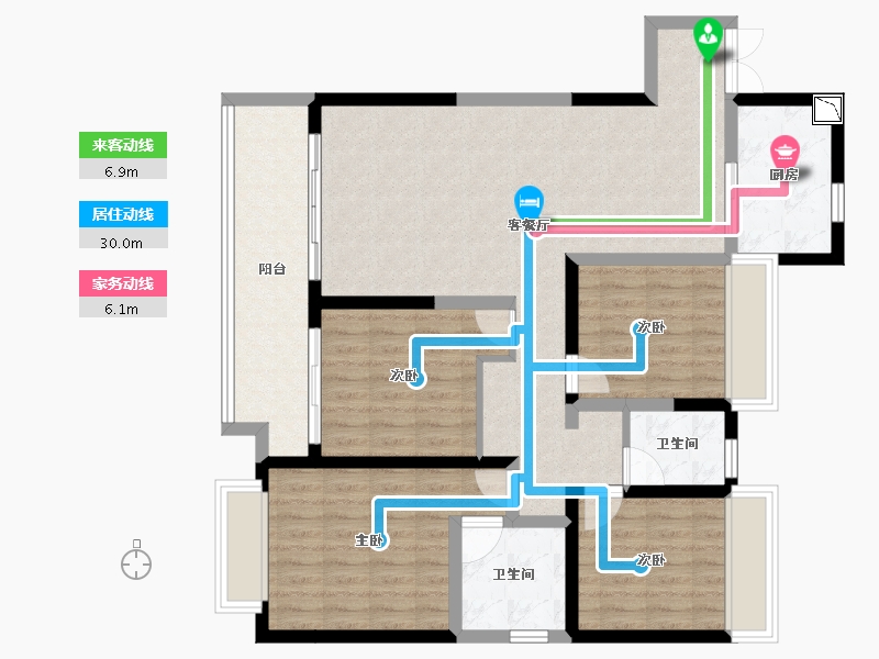 江苏省-扬州市-虎踞湾-108.69-户型库-动静线