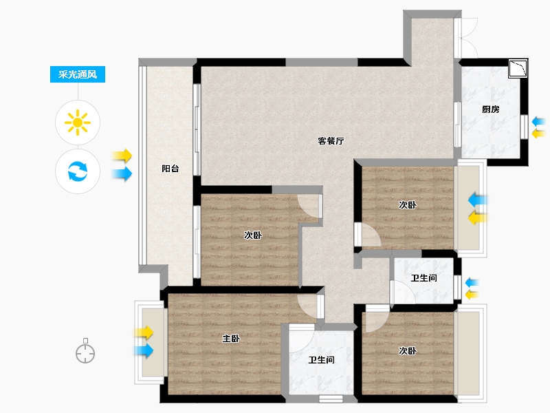 江苏省-扬州市-虎踞湾-108.69-户型库-采光通风