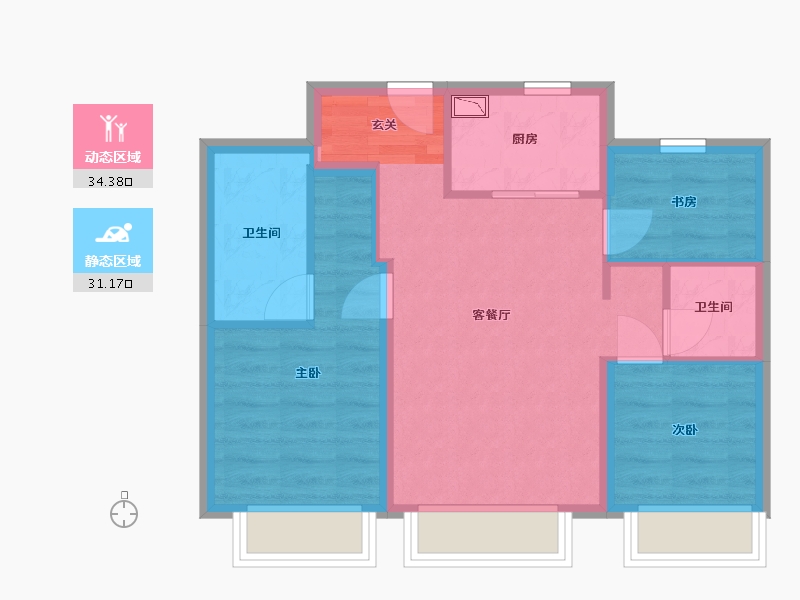 北京-北京市-京投发展・臻御府-57.92-户型库-动静分区