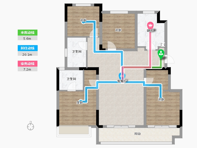 安徽省-芜湖市-绿地国际花都-109.99-户型库-动静线