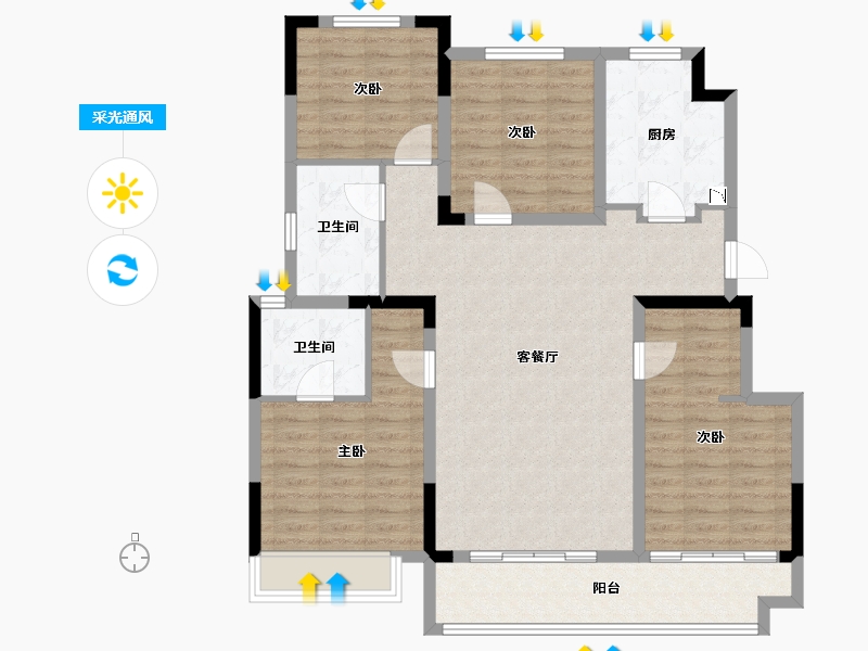 安徽省-芜湖市-绿地国际花都-109.99-户型库-采光通风