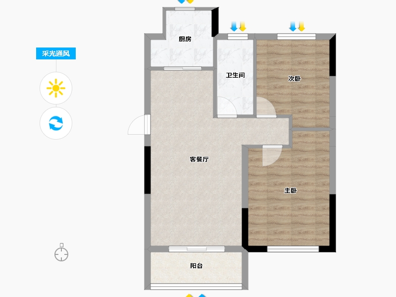 辽宁省-大连市-铭城红郡-64.21-户型库-采光通风