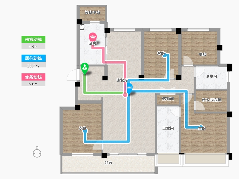 浙江省-杭州市-地铁万科未来天空之城-125.42-户型库-动静线