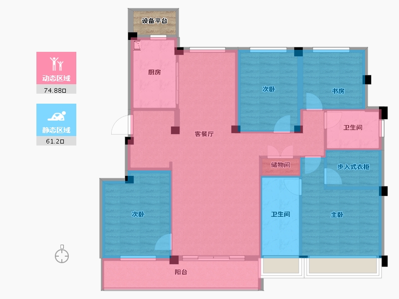 浙江省-杭州市-地铁万科未来天空之城-125.42-户型库-动静分区