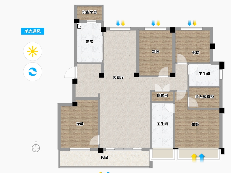 浙江省-杭州市-地铁万科未来天空之城-125.42-户型库-采光通风