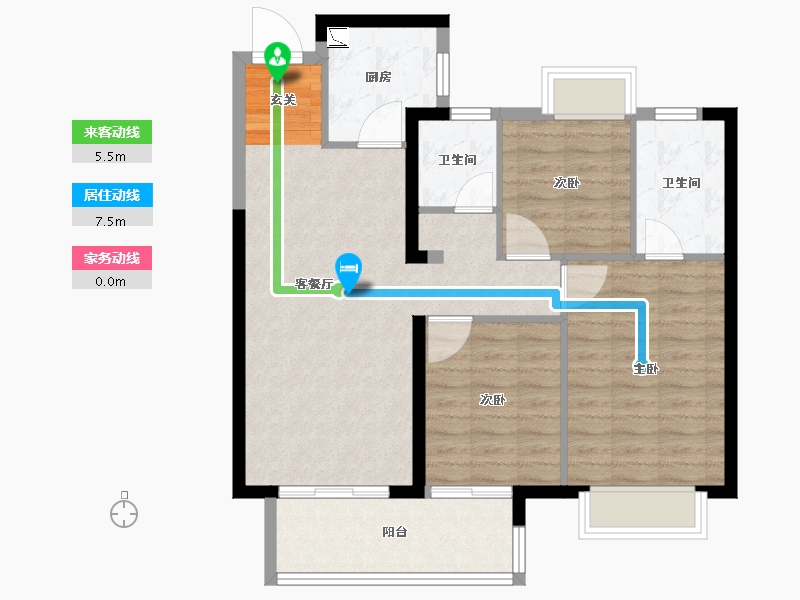 江西省-赣州市-　龙湖佳兴紫云台-83.99-户型库-动静线