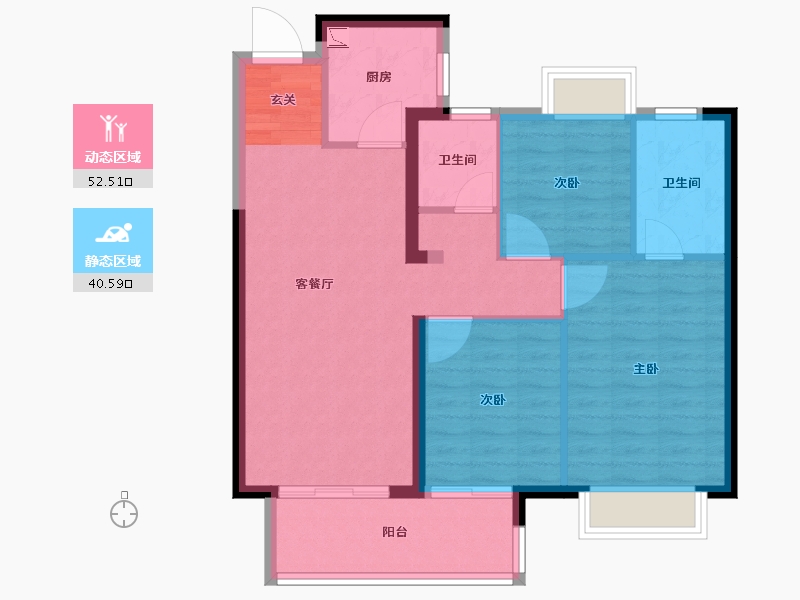 江西省-赣州市-　龙湖佳兴紫云台-83.99-户型库-动静分区