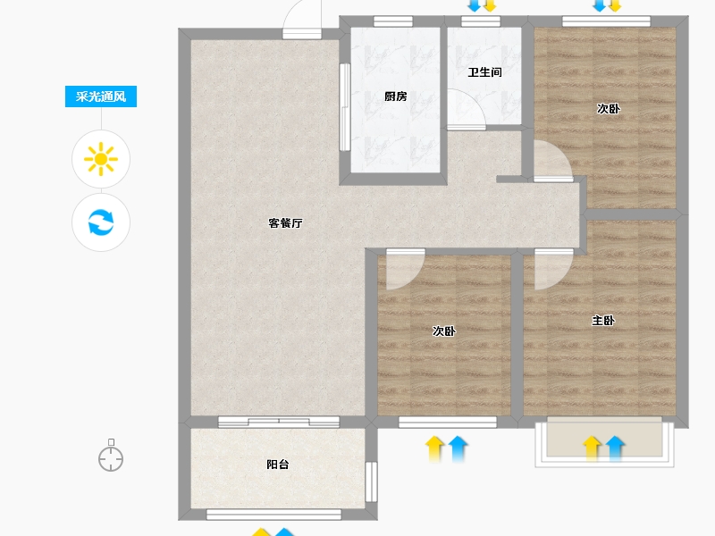 山东省-聊城市-星光・�Z园-87.20-户型库-采光通风