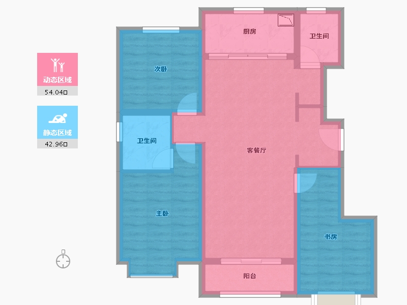 河北省-唐山市-万科公园大道-86.40-户型库-动静分区