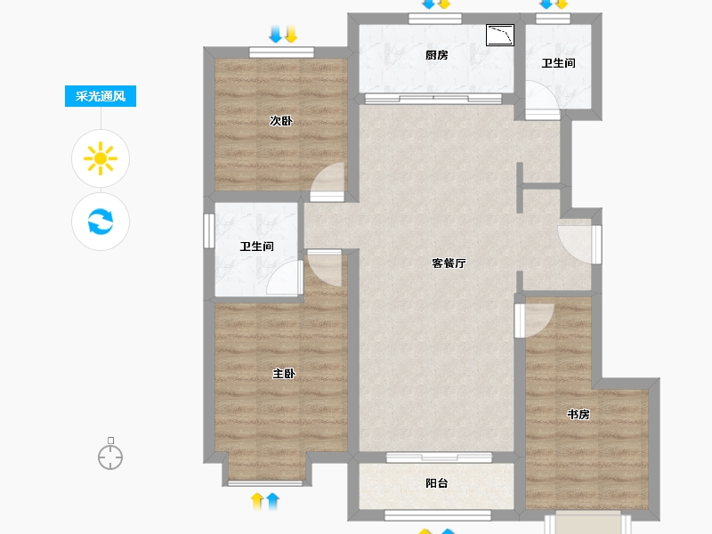 河北省-唐山市-万科公园大道-86.40-户型库-采光通风