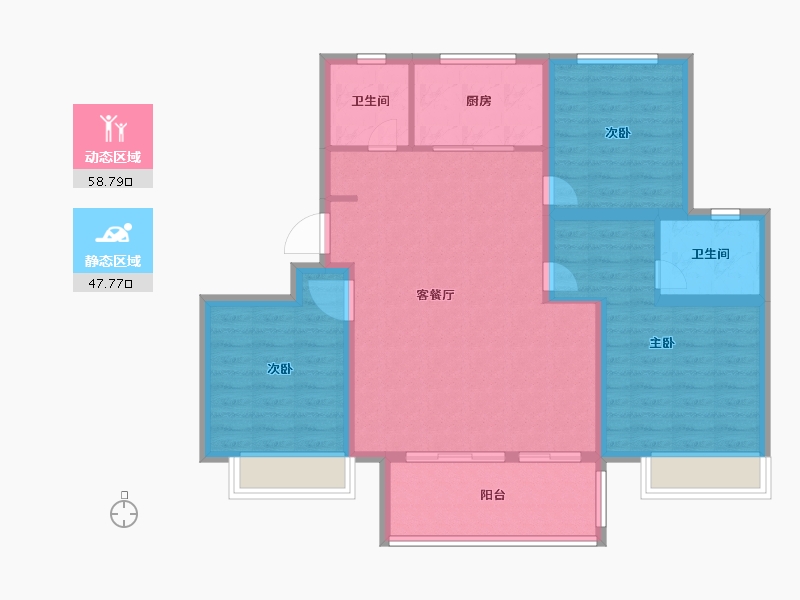 山东省-聊城市-星光・�Z园-96.00-户型库-动静分区