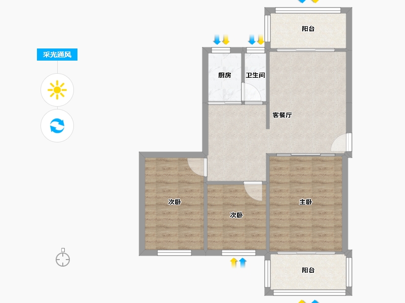 广东省-广州市-南雅苑-70.01-户型库-采光通风