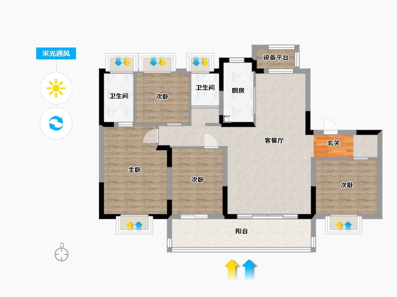 安徽省-安庆市-碧桂园长江万里-111.29-户型库-采光通风