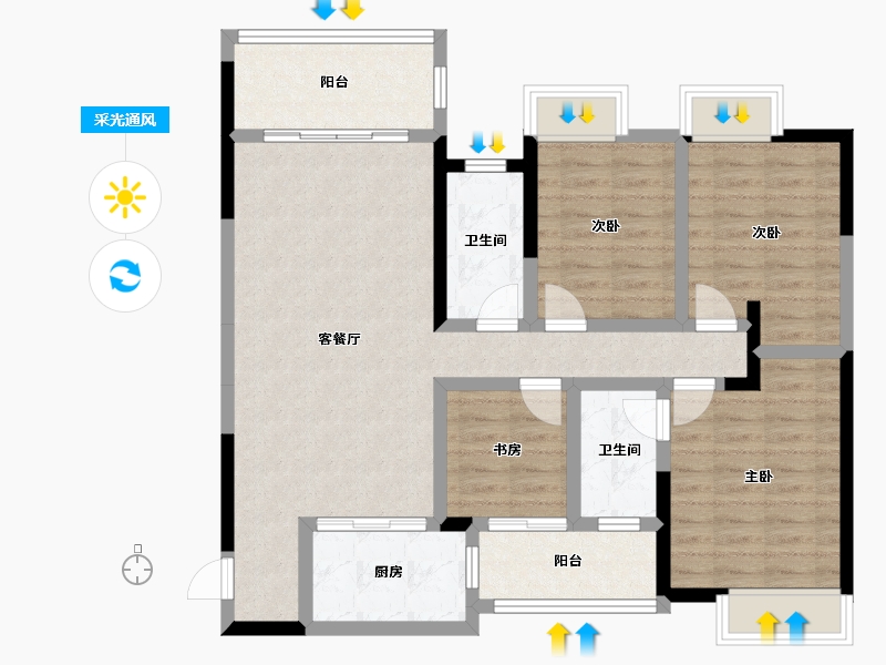 广西壮族自治区-桂林市-彰泰橘子郡-99.83-户型库-采光通风