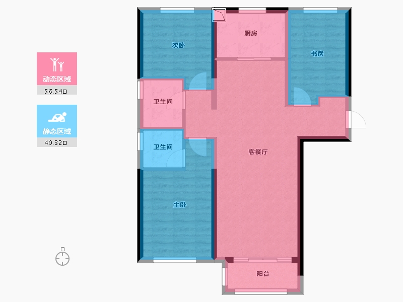 河北省-唐山市-绿城南湖春晓-86.79-户型库-动静分区