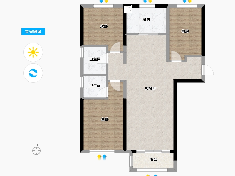 河北省-唐山市-绿城南湖春晓-86.79-户型库-采光通风