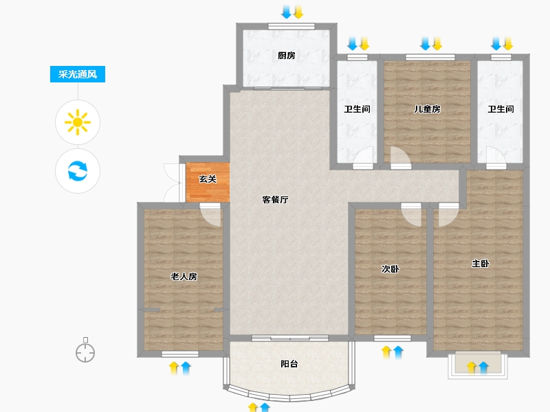 山西省-运城市-滨湖一号-146.26-户型库-采光通风