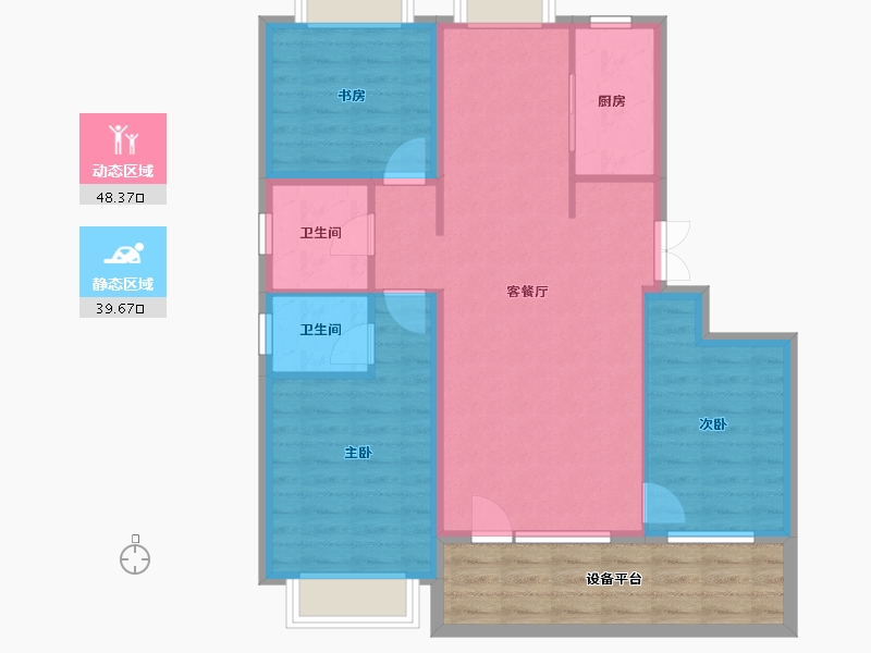 黑龙江省-哈尔滨市-御湖壹号-89.70-户型库-动静分区