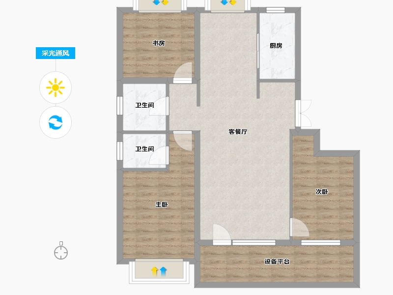 黑龙江省-哈尔滨市-御湖壹号-89.70-户型库-采光通风