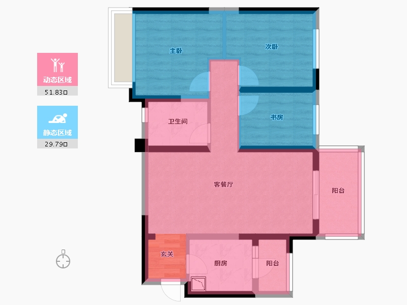 四川省-成都市-中海万锦熙岸二期-71.52-户型库-动静分区