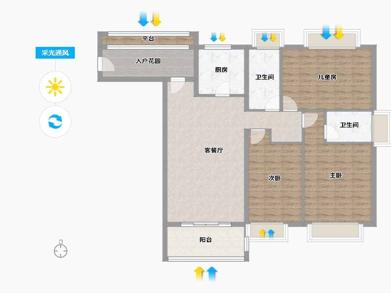 青海省-海南藏族自治州-海口华润中心-115.57-户型库-采光通风