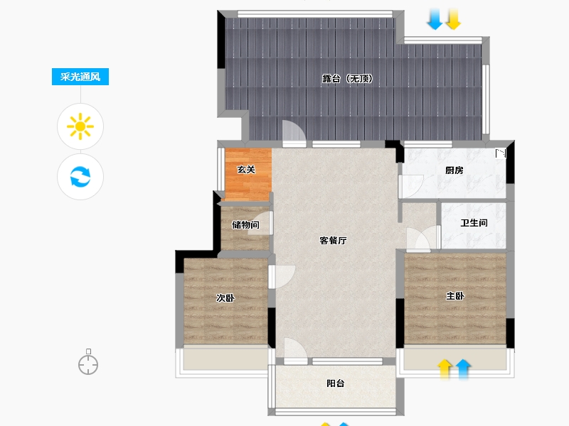 吉林省-长春市-金地江山�L�A-98.73-户型库-采光通风