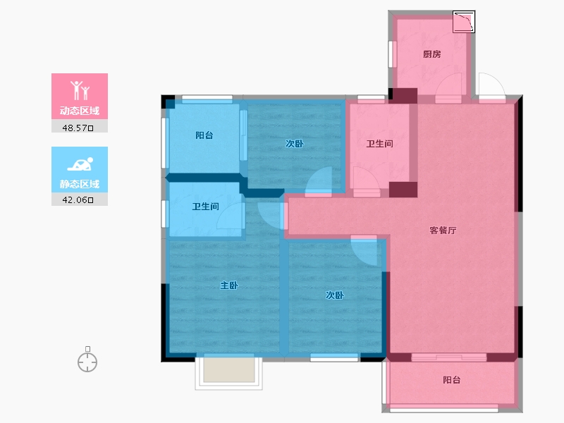 湖南省-长沙市-楚天世纪城西苑-79.16-户型库-动静分区