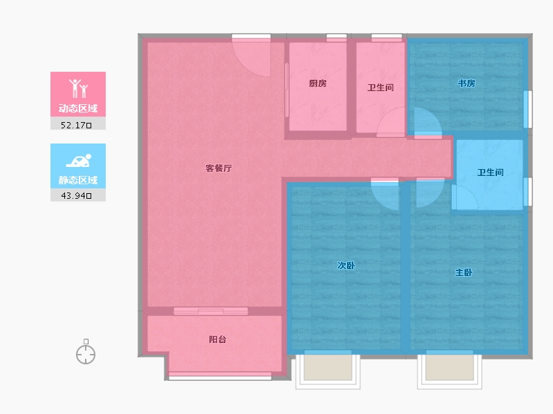 湖南省-长沙市-金恒・银杉里-85.91-户型库-动静分区