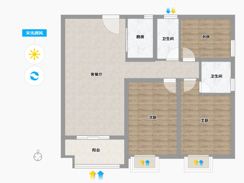 湖南省-长沙市-金恒・银杉里-85.91-户型库-采光通风