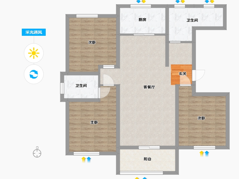 山东省-临沂市-龙盛西园-98.23-户型库-采光通风