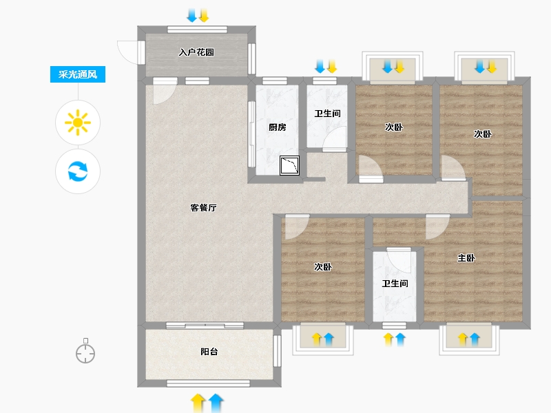 青海省-海南藏族自治州-海湾花园-102.60-户型库-采光通风