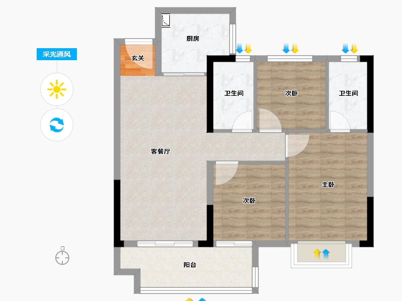 江西省-赣州市-嘉福・樾府-79.20-户型库-采光通风