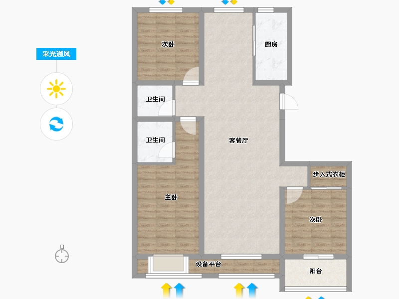 河北省-邢台市-幸福e家-104.07-户型库-采光通风