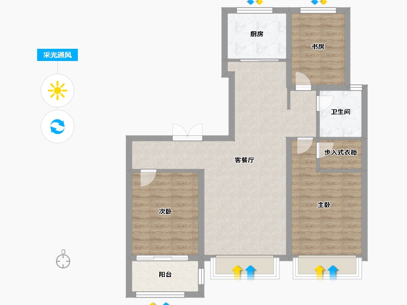 山东省-潍坊市-中房·爱悦城-84.64-户型库-采光通风