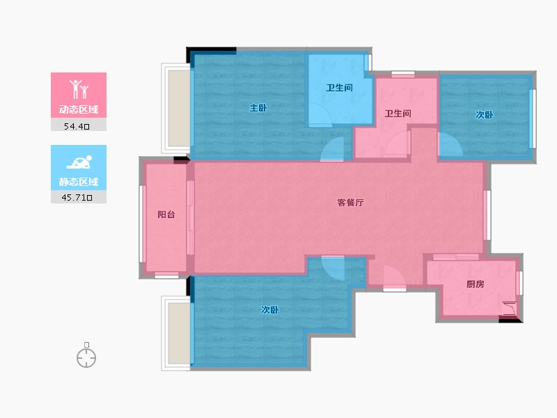 浙江省-金华市-滨湖印象-90.72-户型库-动静分区