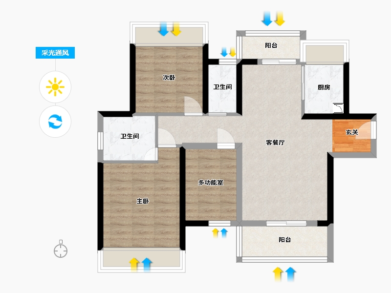 广东省-江门市-新会骏景湾・领誉-79.34-户型库-采光通风