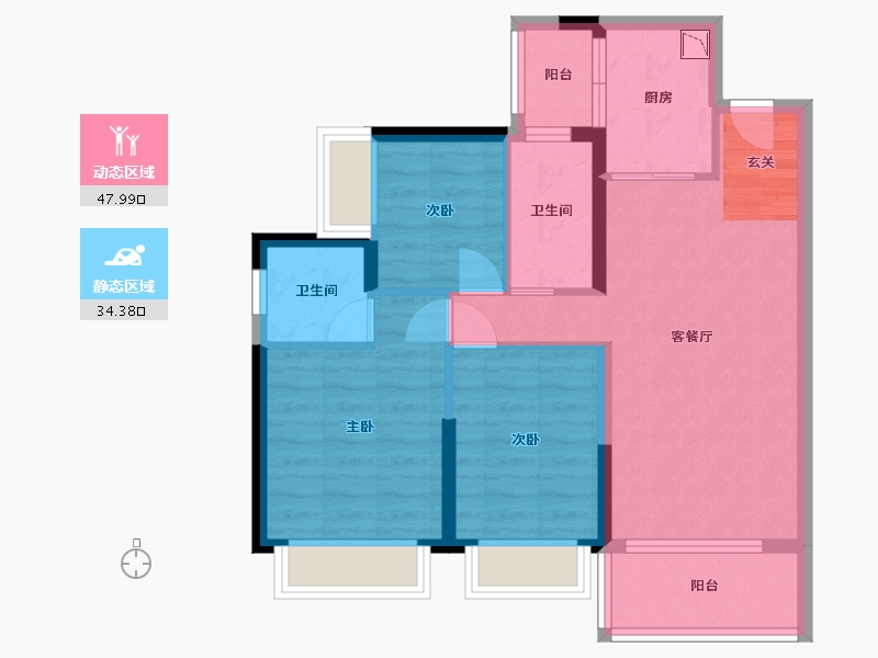 广东省-江门市-方圆・云山诗意（新会）-72.92-户型库-动静分区