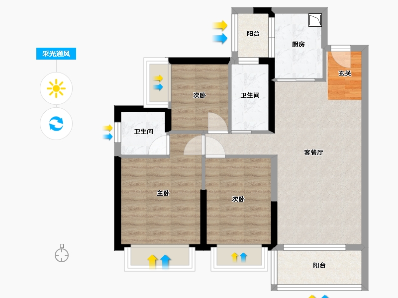 广东省-江门市-方圆・云山诗意（新会）-72.92-户型库-采光通风