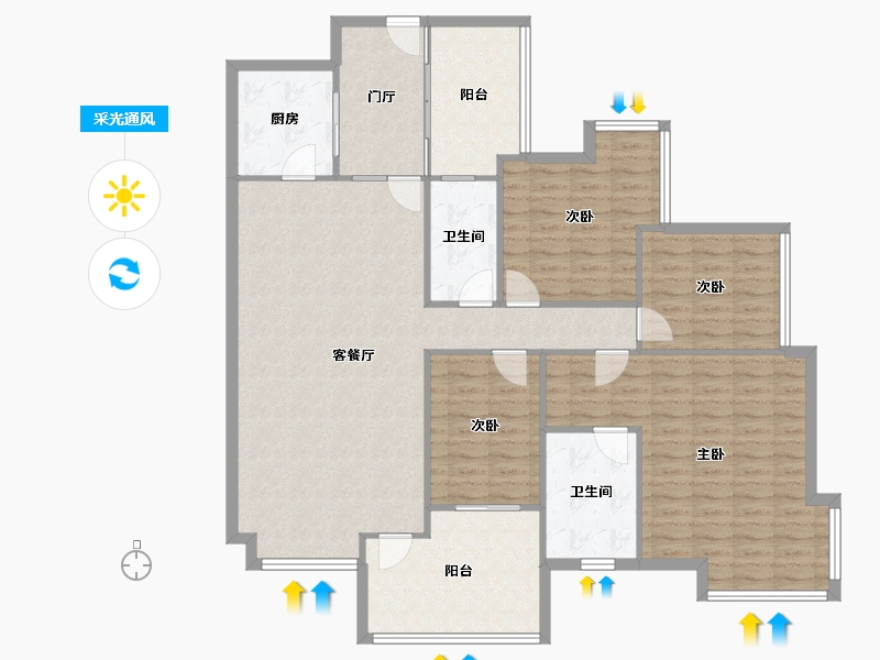 四川省-成都市-保利198 蔷薇郡-140.00-户型库-采光通风