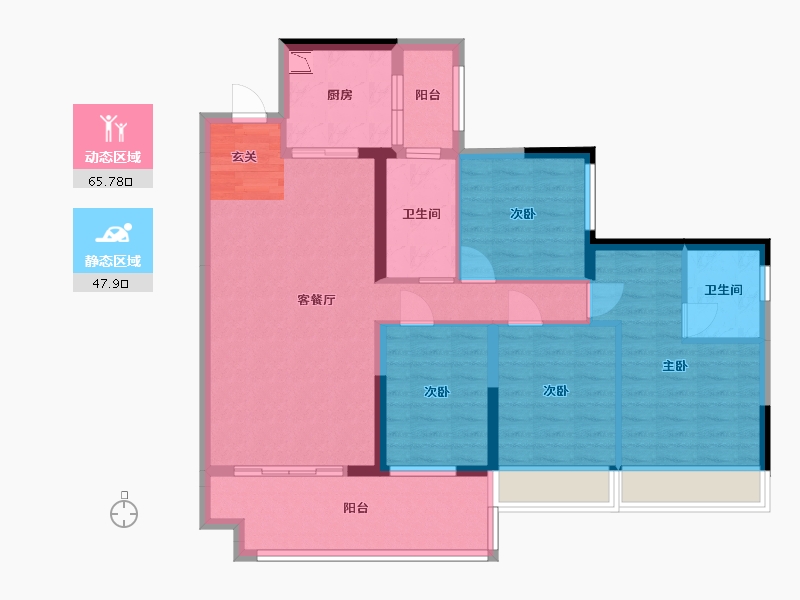 广东省-湛江市-吴川碧桂园・岭南盛世-101.60-户型库-动静分区