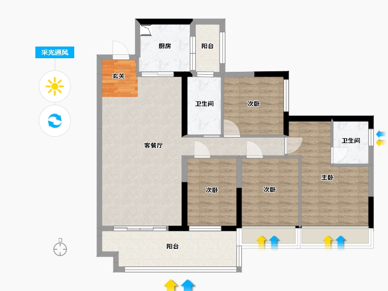 广东省-湛江市-吴川碧桂园・岭南盛世-101.60-户型库-采光通风