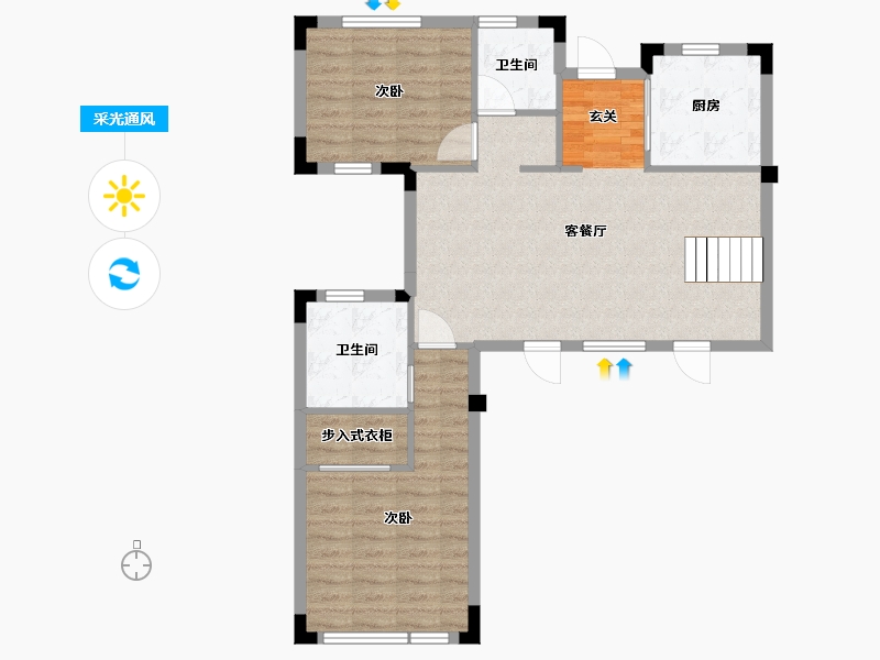 浙江省-衢州市-蓝城・春风江山・烟霞山居-80.00-户型库-采光通风