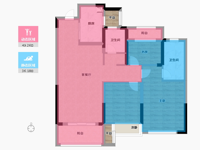 浙江省-温州市-中南瓯海印象南府-76.79-户型库-动静分区