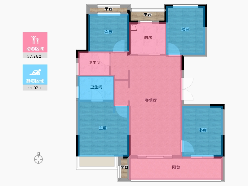 浙江省-温州市-中南瓯海印象南府-100.01-户型库-动静分区