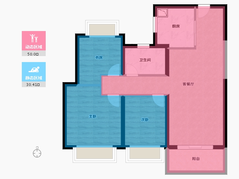 江苏省-南京市-西江瑞府-71.20-户型库-动静分区