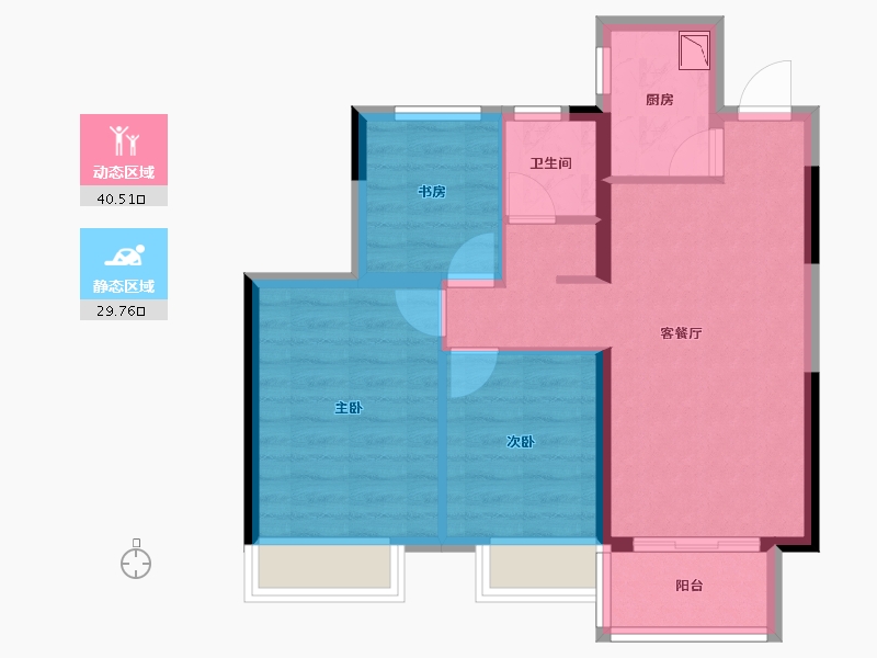 安徽省-合肥市-禹州郞溪上里-62.23-户型库-动静分区