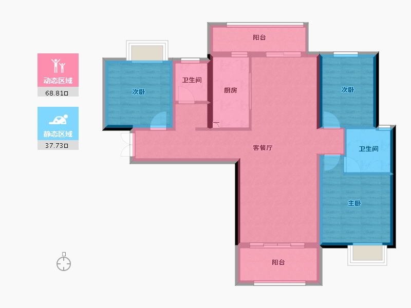 湖南省-长沙市-长房宁都公馆-94.90-户型库-动静分区