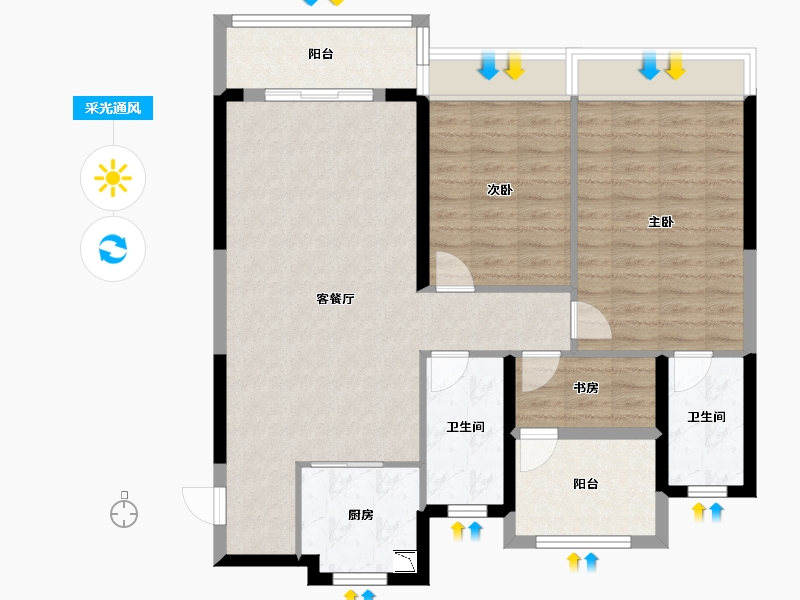 浙江省-温州市-招商德信博悦湾-96.59-户型库-采光通风